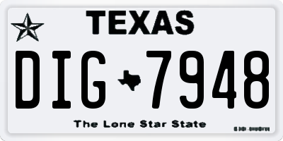 TX license plate DIG7948