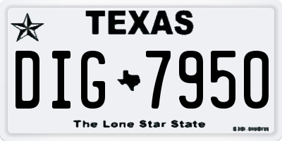 TX license plate DIG7950
