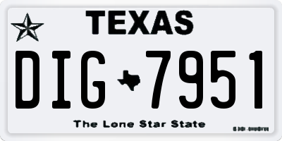 TX license plate DIG7951