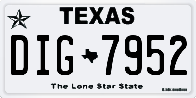 TX license plate DIG7952