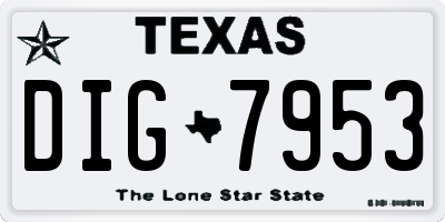 TX license plate DIG7953