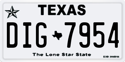 TX license plate DIG7954