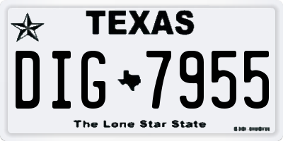 TX license plate DIG7955
