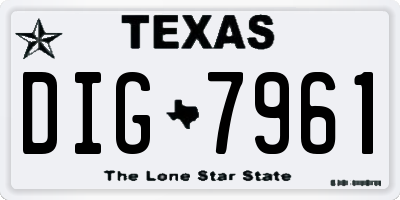 TX license plate DIG7961