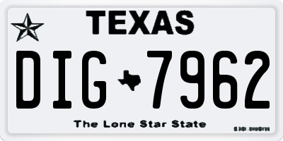 TX license plate DIG7962