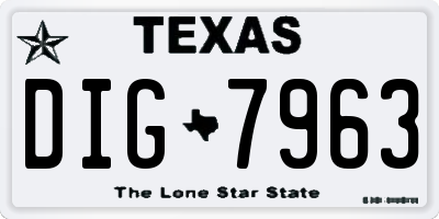 TX license plate DIG7963