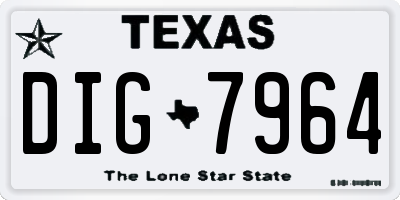 TX license plate DIG7964