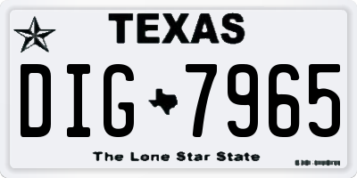 TX license plate DIG7965