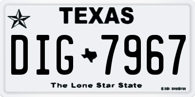 TX license plate DIG7967
