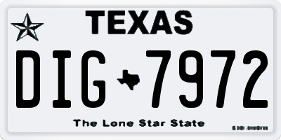 TX license plate DIG7972