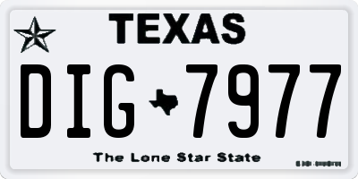 TX license plate DIG7977