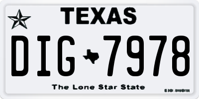 TX license plate DIG7978