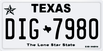 TX license plate DIG7980