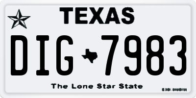 TX license plate DIG7983