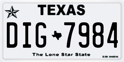 TX license plate DIG7984