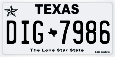 TX license plate DIG7986
