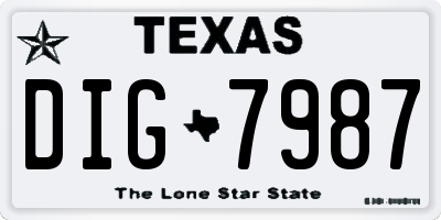 TX license plate DIG7987