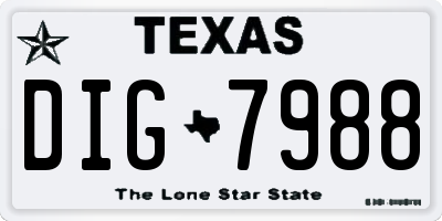 TX license plate DIG7988