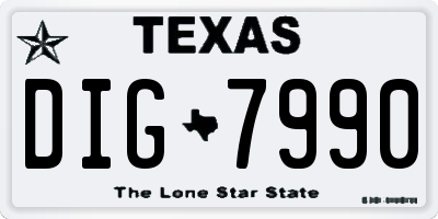 TX license plate DIG7990