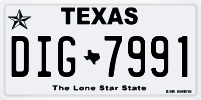 TX license plate DIG7991