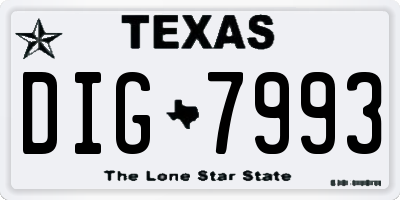 TX license plate DIG7993