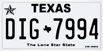 TX license plate DIG7994