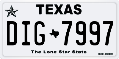 TX license plate DIG7997
