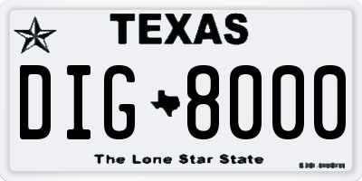 TX license plate DIG8000