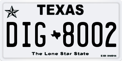 TX license plate DIG8002