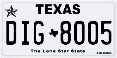 TX license plate DIG8005