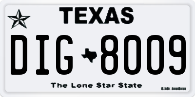 TX license plate DIG8009