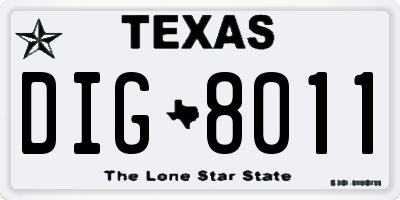 TX license plate DIG8011