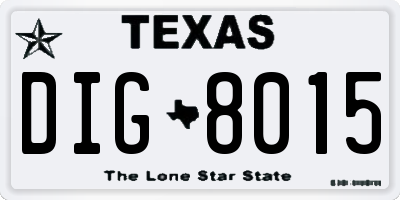 TX license plate DIG8015