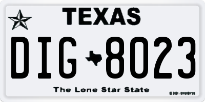 TX license plate DIG8023