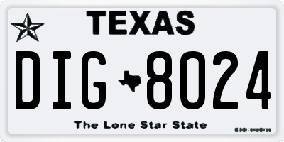 TX license plate DIG8024