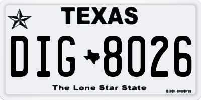 TX license plate DIG8026