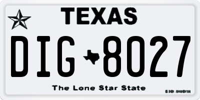 TX license plate DIG8027