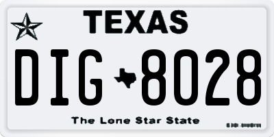 TX license plate DIG8028