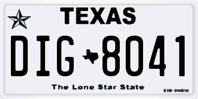 TX license plate DIG8041