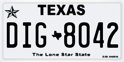 TX license plate DIG8042