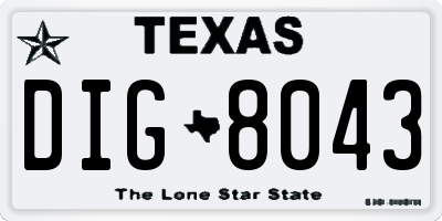 TX license plate DIG8043