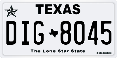 TX license plate DIG8045