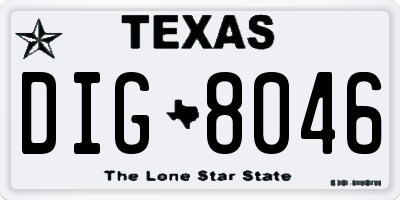 TX license plate DIG8046