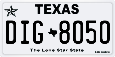 TX license plate DIG8050