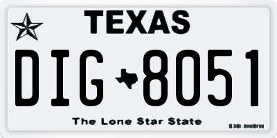 TX license plate DIG8051