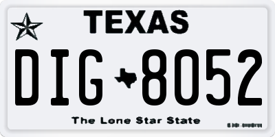 TX license plate DIG8052