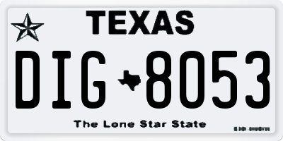 TX license plate DIG8053