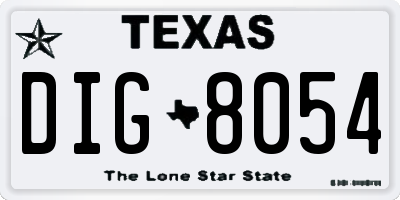 TX license plate DIG8054