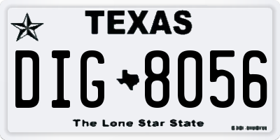 TX license plate DIG8056