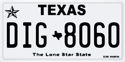 TX license plate DIG8060
